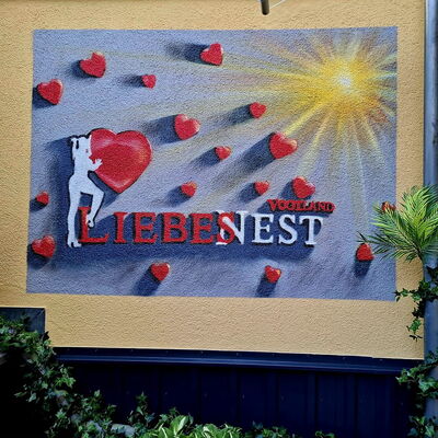 Wandbild Terrasse Liebesnest