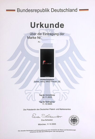 Urkunde Marke LiebesNest Vogtland